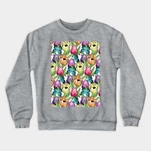 Tulips And Butterflies Pattern Crewneck Sweatshirt